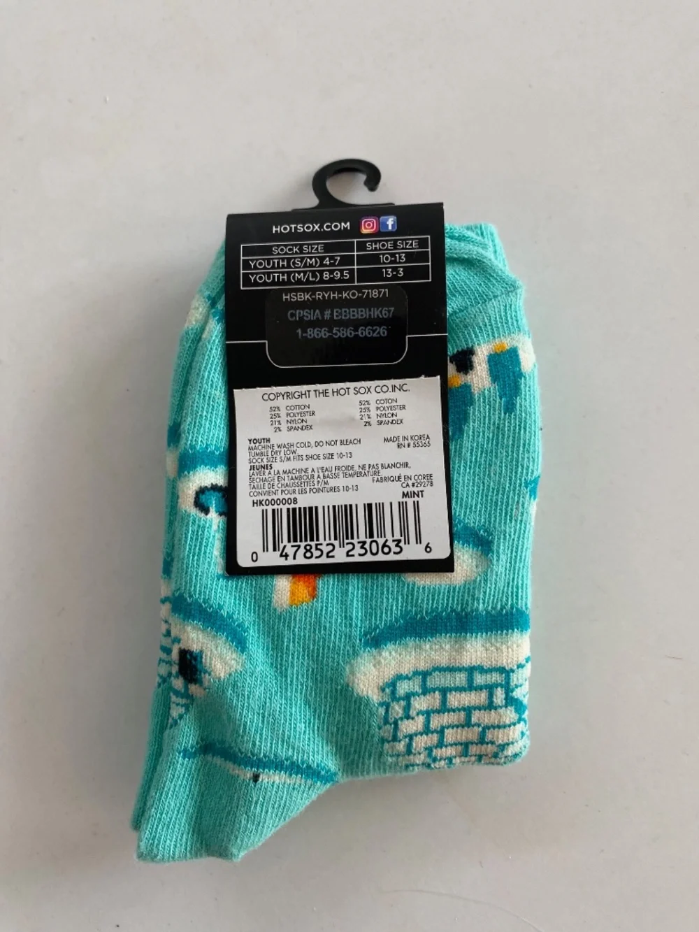 Hot Soxs Kids, Size Youth S/M 4-7, Brand New with Tags!